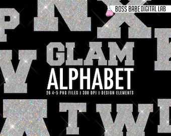 Glam School Alphabet Clipart, Class Alphabet design elements, Back to School Diamond Clipart, Diamond Alphabet Art
