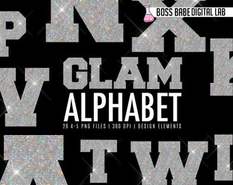 Glam School Alphabet Clipart, Class Alphabet design elements, Back to School Diamond Clipart, Diamond Alphabet Art