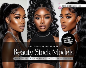 White, Black, and Diamond Straight Curly Body Wave Beauty Stock Photo, Beauty Model Commercial Use, Hair Stock Photo, Wig Model Stock Photo
