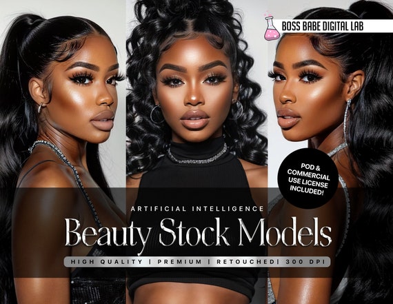 White, Black, and Diamond Straight Curly Body Wave Beauty Stock Photo, Beauty Model Commercial Use, Hair Stock Photo, Wig Model Stock Photo