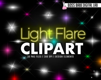 Light Flare Clipart, Light Flare design elements, Color Light Flare, Transparent Light Flare, Transparent Stars
