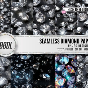 Diamond Textures | Shimmering Diamond Patterns | Diamond Seamless Pattern | Scrapbook Paper | Seamless Digital Paper | Instant Download