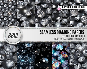 Diamond Textures | Shimmering Diamond Patterns | Diamond Seamless Pattern | Scrapbook Paper | Seamless Digital Paper | Instant Download