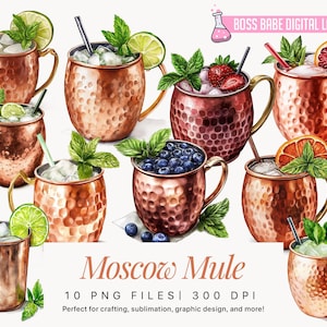 Moscow Mule Clipart, Moscow Mule Watercolor PNG, Moscow Mule Image, Drink Clipart, Ginger Beer & Lime, Wedding Signature Drink