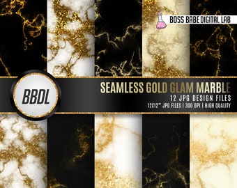 Seamless Gold Glam marble digital paper, Gold Glitter marble paper, Marble paper, marble backgrounds, Stone paper, Seamless Glitter Marble