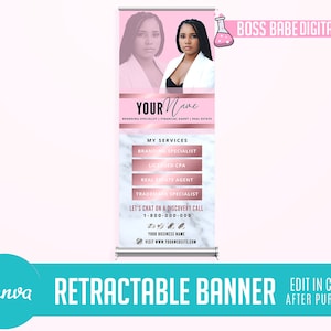 DIY Canva Retractable Banner, Pink Retractable Banner, Canva Marble Retractable Banner, Canva Professional Retractable Banner