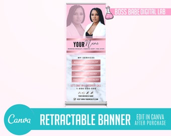 DIY Canva Retractable Banner, Pink Retractable Banner, Canva Marble Retractable Banner, Canva Professional Retractable Banner