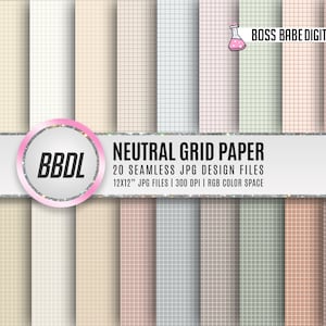 Neutral Digital Graph Paper | Notebook Paper | 12x12 Seamless Grid | Seamless Grid Paper | Seamless Textures | Lined Paper | Grid Paper
