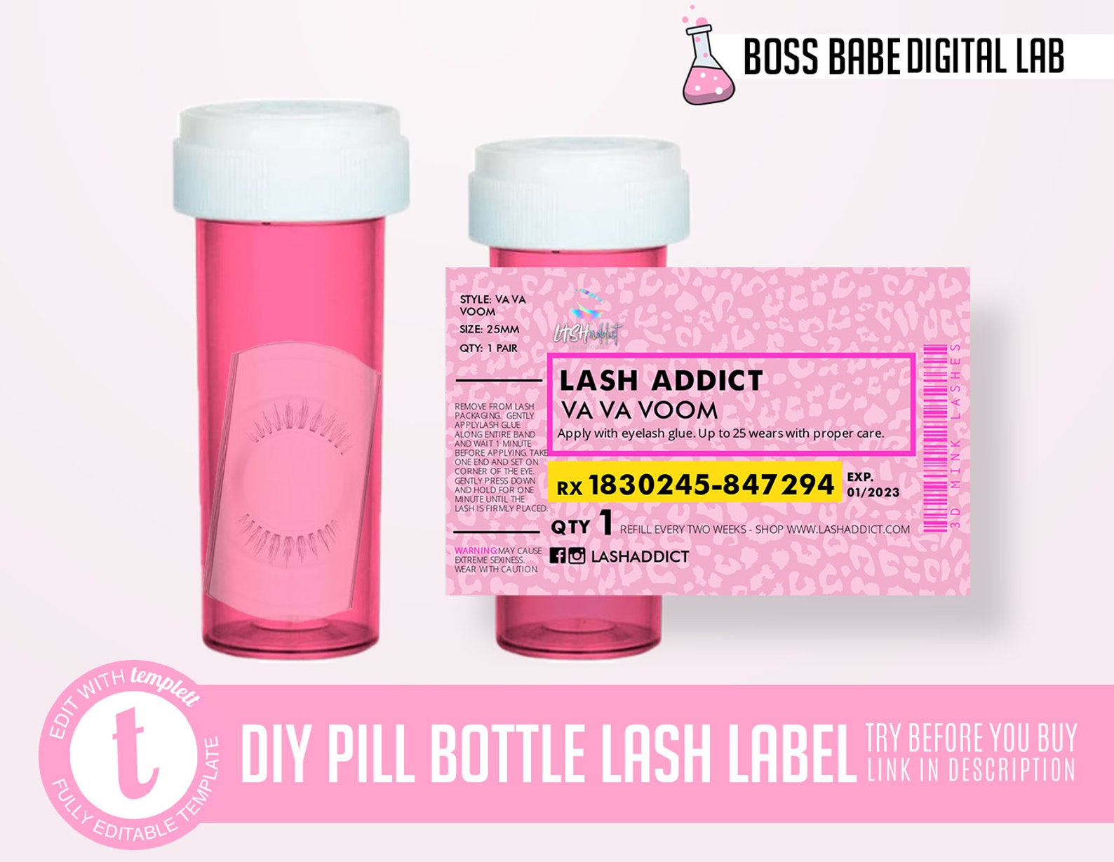 Pill Bottle Lash Labels Prescription Labels for Eyelash Etsy