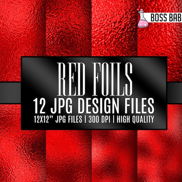 Red Foil Textures, foil digital paper, Red foil, Red foil digital backgrounds, Red metal foil textures, Red instant download