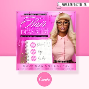 DIY Back to School Canva Template, Premade Hair Flyer Template, Back To School Flyer, Hair Flyer, Social Media Flyer, Lash Flyer,Braid Flyer
