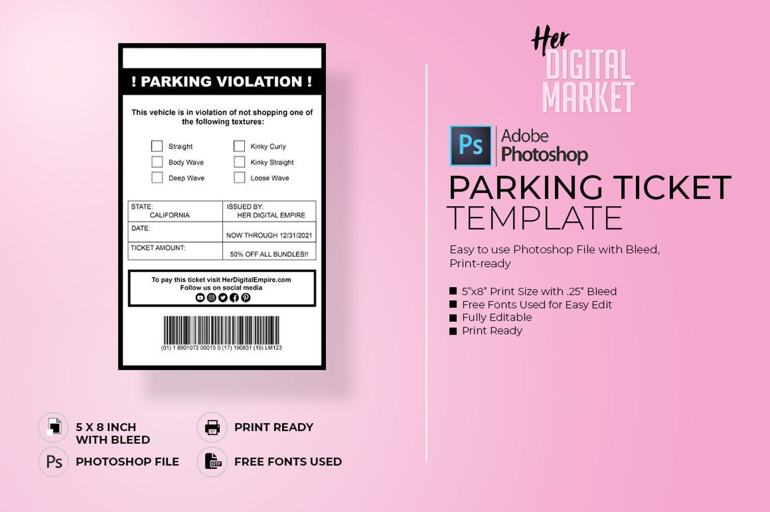 Parking Ticket Marketing Template Parking Template Etsy