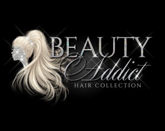 Hair Extensions Logo Design Salon Business Branding Hair Bundles Stylist Watermark Beauty Salon Logo