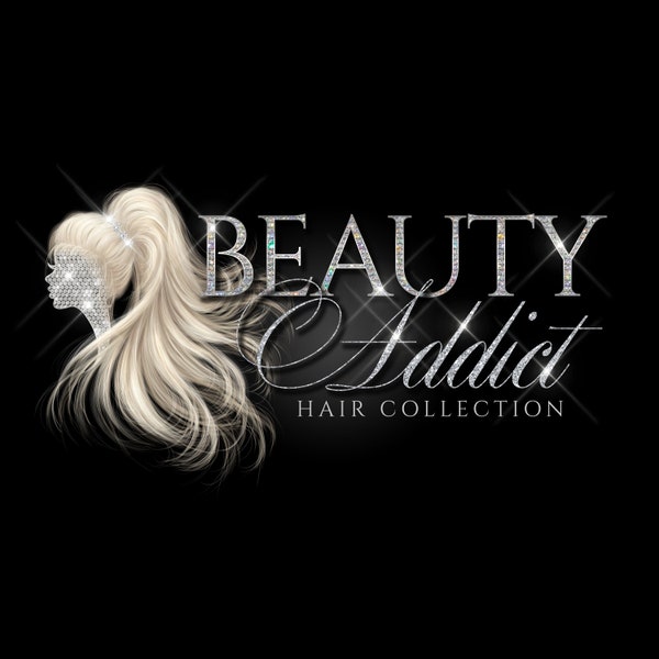 Hair Extensions Logo Design Salon Business Branding Hair Bundles Stylist Watermark Beauty Salon Logo