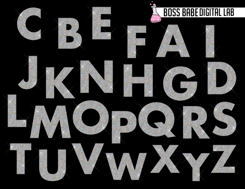 Glam Alphabet Clipart, Alphabet design elements, Diamond Clipart, Diamond Alphabet Art image 2