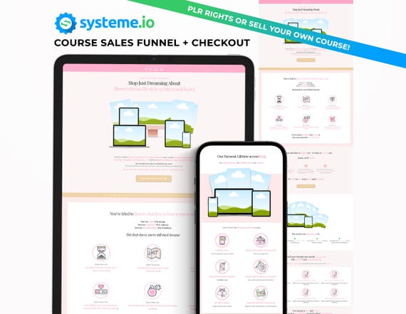 Systeme.io Course Sales Page Template, PLR Systeme.io Funnel Template, Customizable Landing Page, Digital Product Course Sales Page, Resell