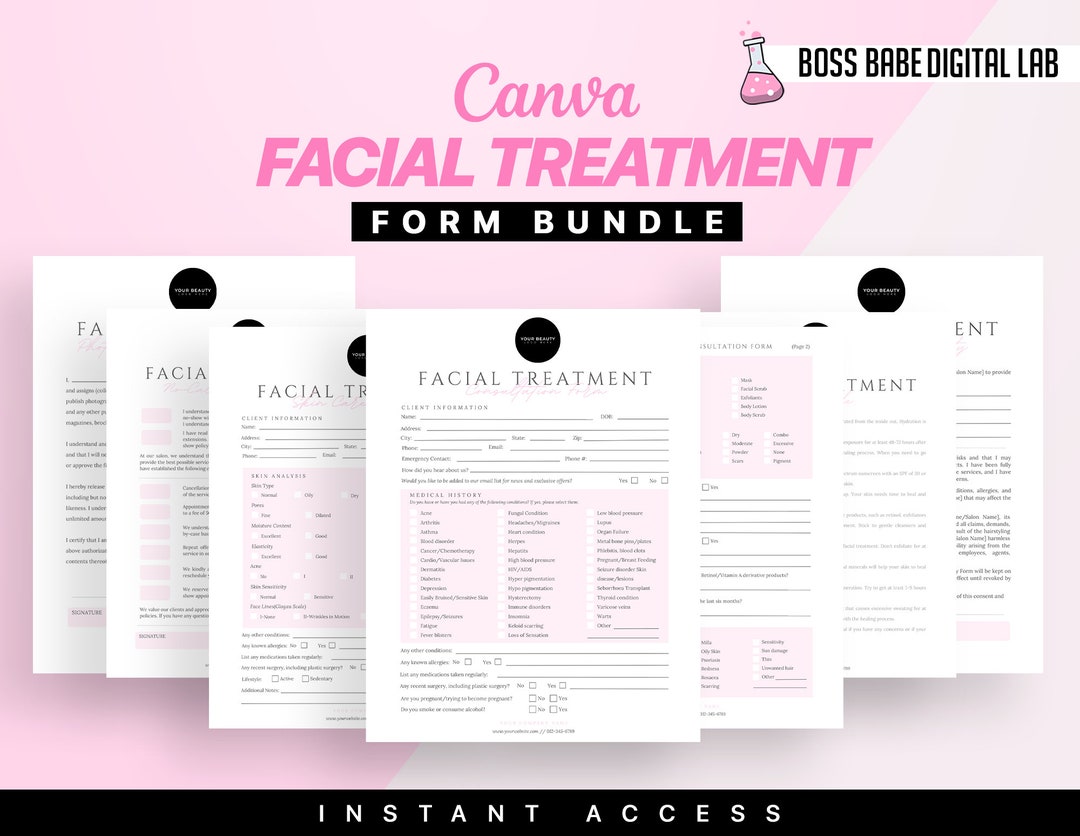 Skin Insoection Form Editable Esthetician Templates Skin Analysis Form Printable Skincare ...