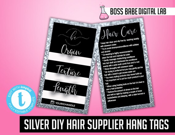 Diy Silver Hair Tags Silver Hair Bundle Hang Tags Silver Etsy
