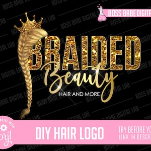 DIY Edit Yourself Beauty Logo Hair Logo Cosmetics Logo Design Salon Business Branding Hair Bundles Stylist Watermark Beauty Logo