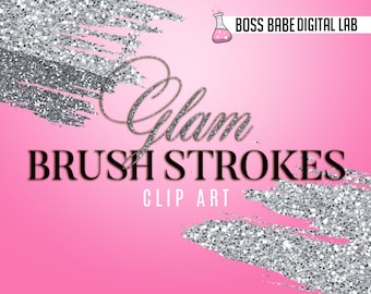 Glam and Glitz Brush Stroke Clipart, Glitter Brush Stroke Clipart, Glitter Clipart, Canva Clipart, Photoshop Clipart