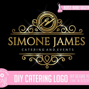 DIY Edit Yourself Catering Logo Event Planner Logo Events Logo Design Catering Business Branding Caterer Logo Watermark