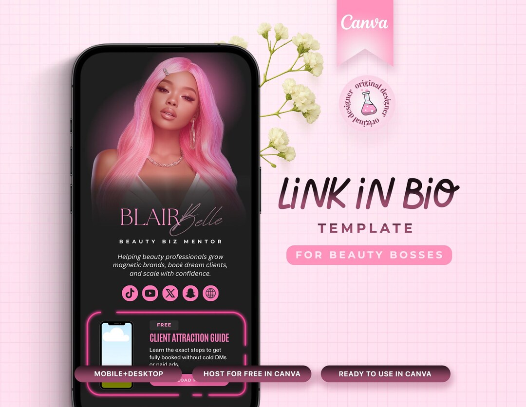 Link in Bio Template, Landing Page, Instagram Bio Link, Canva Link in ...
