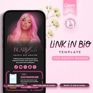 Link in Bio Template, Landing Page, Instagram Bio Link, Canva Link In Bio, Linktree Template,  Esthetician Website, Stan Store Dupe