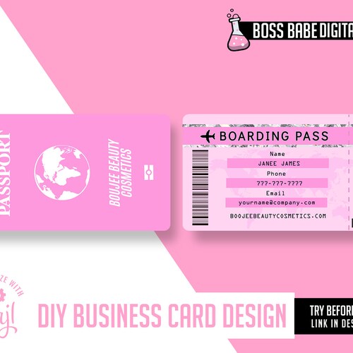 DIY PASSPORT BUSINESS Cards Boarding Pass Business Cards Etsy