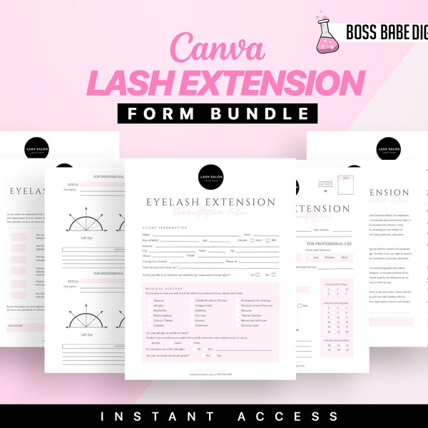 Eyelash Extension Forms, Editable Lash Consent Templates, Lash Tech Consultation, Esthetician Forms, Lash Forms, Eyelash Mapping card