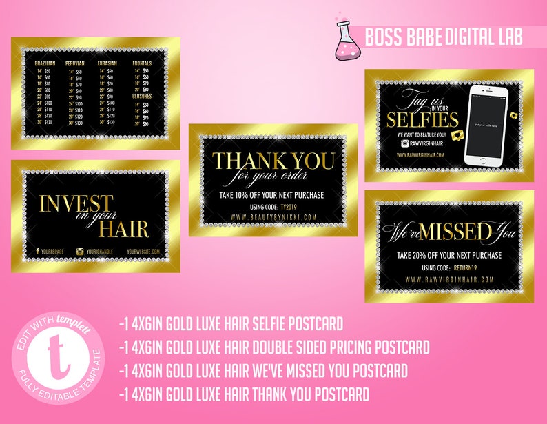 DIY 11piece Gold Luxe Hair Bundle Branding Kit Gold Luxe Etsy