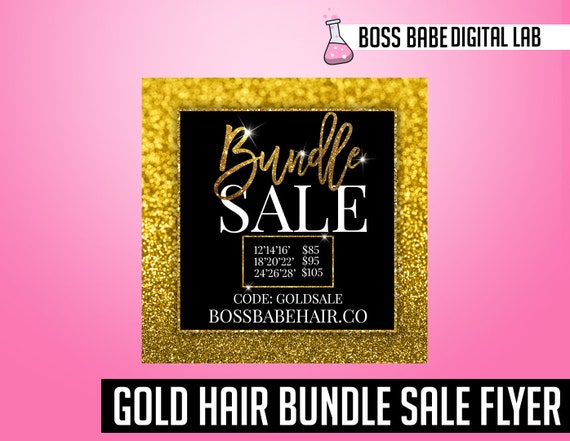 Gold Hair Bundle Sale Flyer Hair Bundles Sale Flyer Editable Etsy