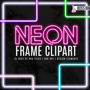 Neon Frames, Neon Frames Clipart, Neon Clipart, Neon PNG Files