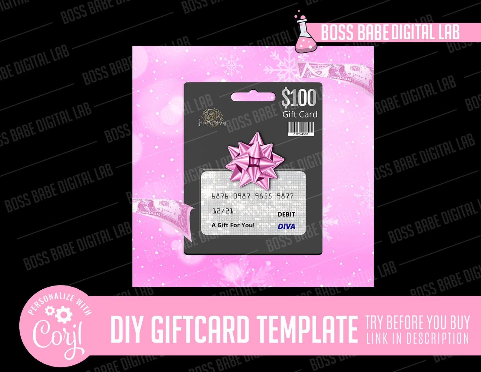 DIY Custom Giftcard Social Media Marketing Template Gift card Etsy