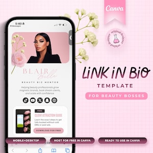 Link in Bio Template, Landing Page, Instagram Bio Link, Canva Link In Bio, Linktree Template,  Esthetician Website, Stan Store Dupe