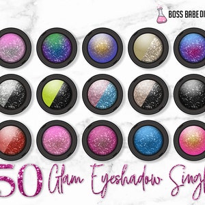 50 Glam Eye Shadow Clipart, Glitter Eyeshadow Clipart, Makeup Clipart, Glam Clipart, Makeup Designs