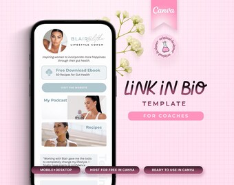 Link in Bio Template, Landing Page, Instagram Bio Link, Canva Link In Bio, Personal Brand Linktree Dupe,  Coach Website, Stan Store Dupe