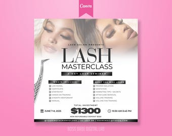 Diy Editable Lash Class Flyer Template - Lash Course Training Flyer Design