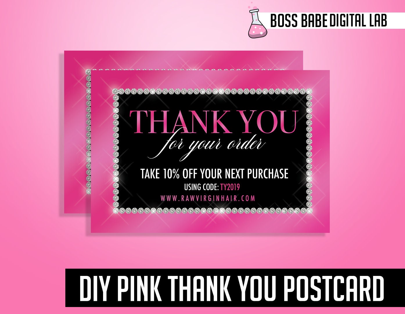 DIY Pink Thank You Card Pink Thank You Design Pink Thank You Etsy