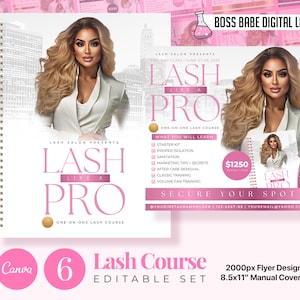 Lash Manual and Class Flyer | Lash Masterclass Flyer | Lash Class Flyer | Canva Flyer | Edit In Canva | Lash Flyer Template | Lash Course