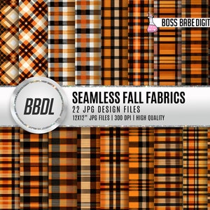 Fall Digital Papers | Fall Plaid Digital Download | Scrapbook Paper | Seamless Pattern | Autumn Plaid Papers | Digital Backgrounds | 12x12