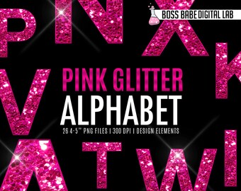 pink glitter alphabet clipart pink glitter alphabet design etsy india