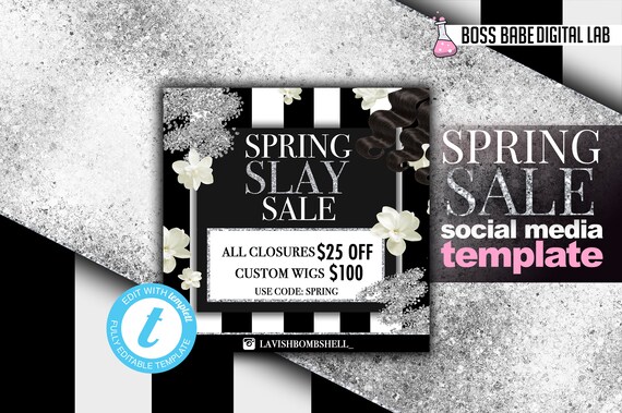 Spring Sale Flyer Hair Bundles Spring Sale Flyer Editable Etsy