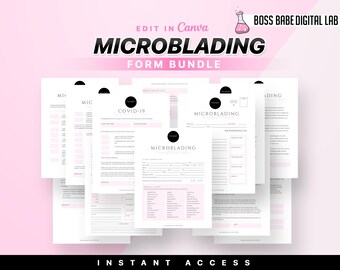 PMU Forms, Canva Microblading Forms, Editable Esthetician Templates, Microblading Forms, Beauty Salon Forms, Microblading Consultation Form