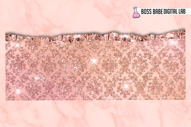 May include: A digital background with a pink marble texture and a rose gold glitter damask pattern. The text "BOSS BABE DIGITAL LAB" is in the upper right corner.