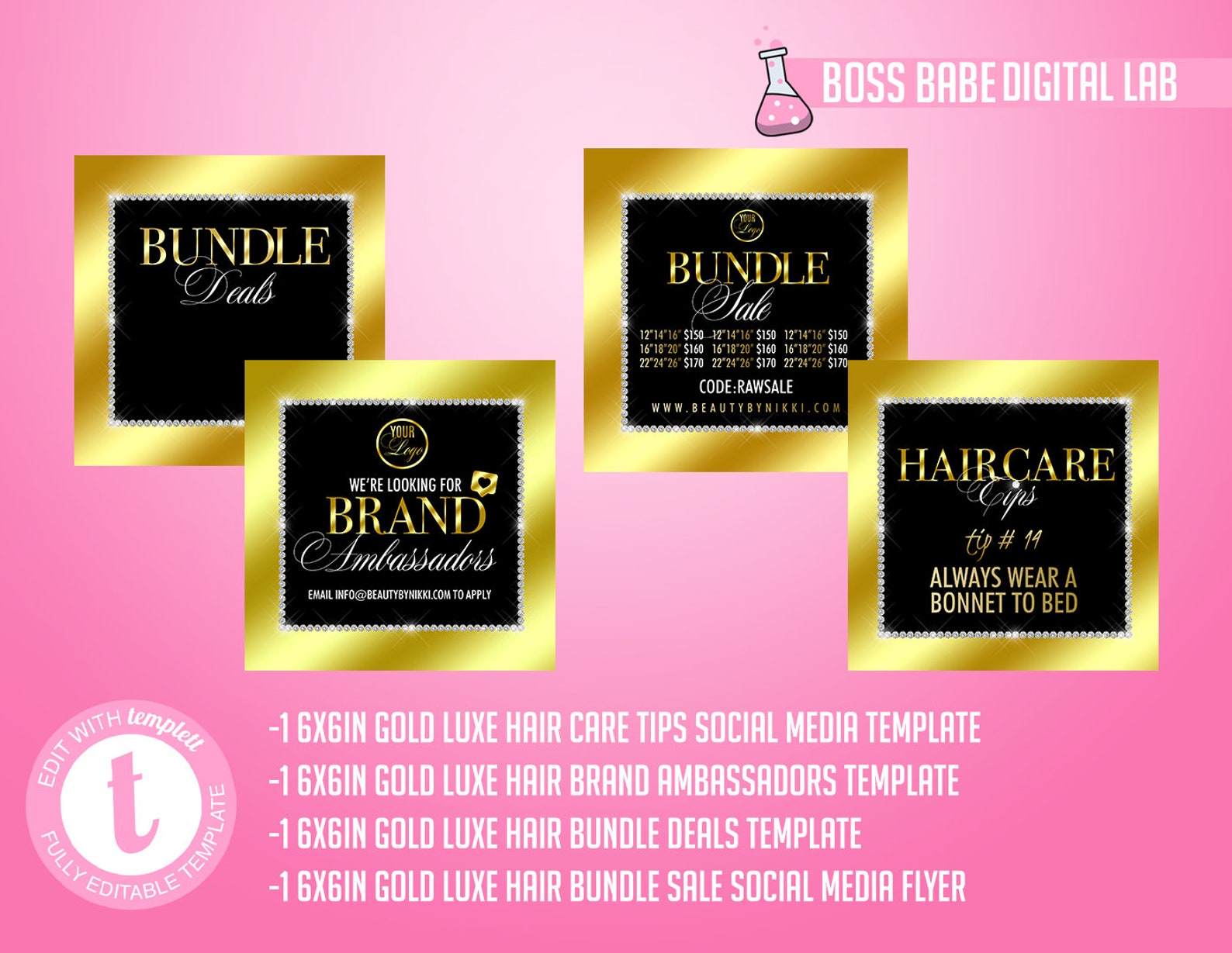 DIY 11piece Gold Luxe Hair Bundle Branding Kit Gold Luxe Etsy