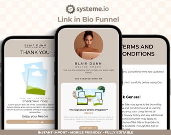 Systeme.io Neutral Link in Bio Funnel Template, Beige Stan Store Style Website, Freebie Form, Boho Instagram Landing Page, Digital Marketing