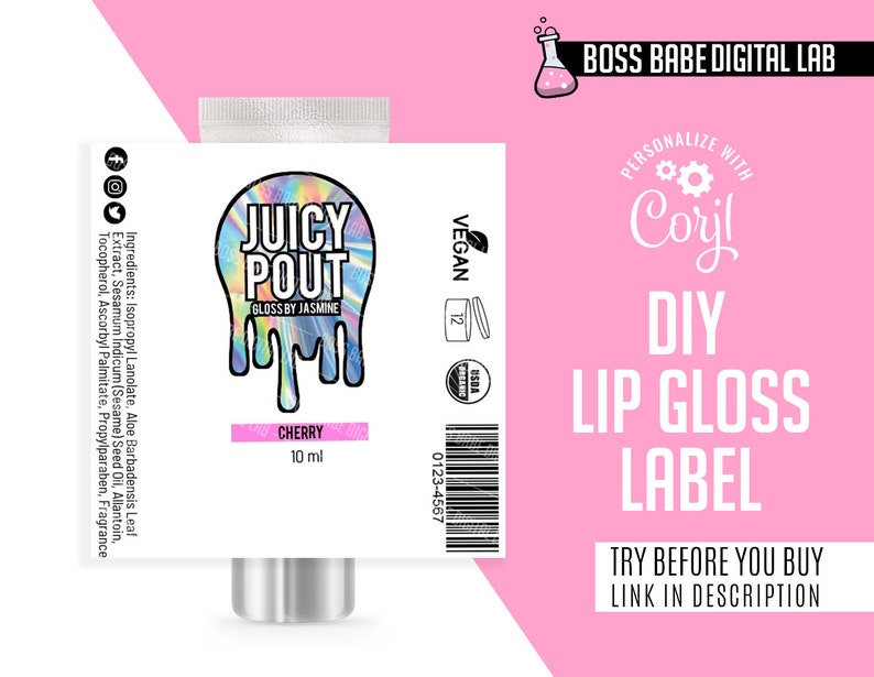 DIY Lipgloss Labels Do it Yourself Lip Gloss Sticker Design Etsy