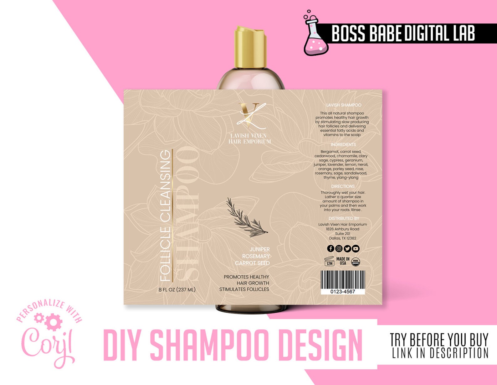Shampoo Label Design Do It Yourself Shampoo Label Design DIY Etsy