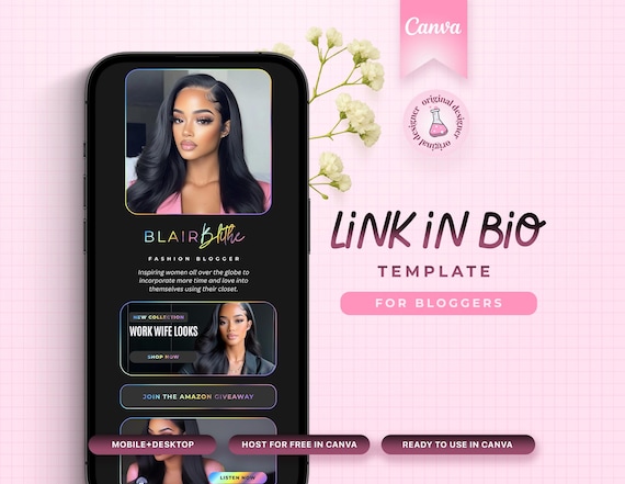 Link in Bio Template, Landing Page, Instagram Bio Link, Canva Link In Bio, Linktree Template,  Blogger Website, Stan Store Dupe