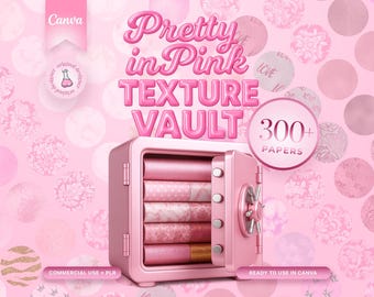 300+ Pink Textures Bundle, Digital Paper Vault, Foil Glitter Marble Cloud Damask Pattern, PLR Backgrounds for Canva & Design, Commercial Use